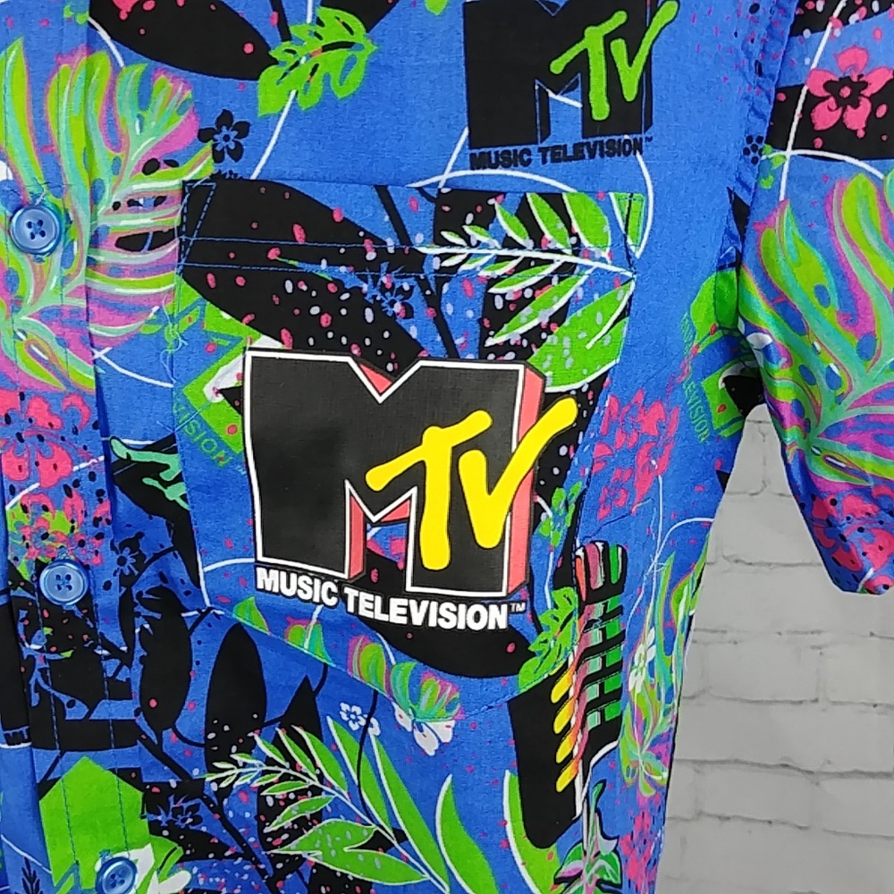  MTV Hawaiian Graphic Shirt Retro Rockabilly - Picture 6 of 6